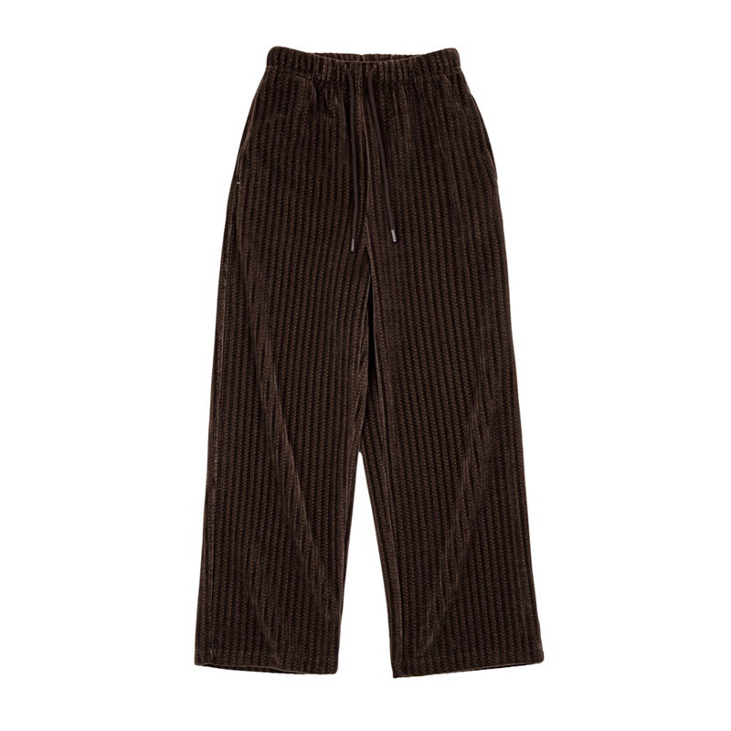 美式復古雪尼爾直筒垂感闊腿長褲軟糯風窄版顯瘦休閒褲-Retro's Wear