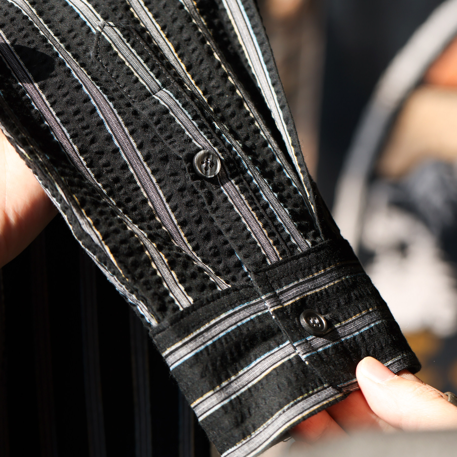 美式休閒立體泡泡紗長袖條紋襯衫男100%純棉復古襯衣春