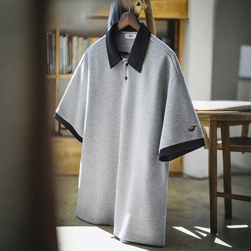 MRA 臘腸狗polo衫短袖男珠地空氣層翻領上衣撞色假兩件T恤夏