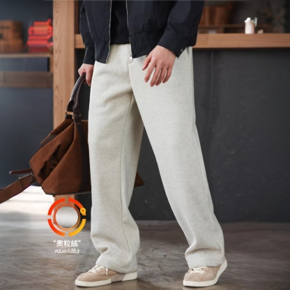 美式復古加絨加厚運動休閒褲男460g重磅保暖打褶直筒衛褲