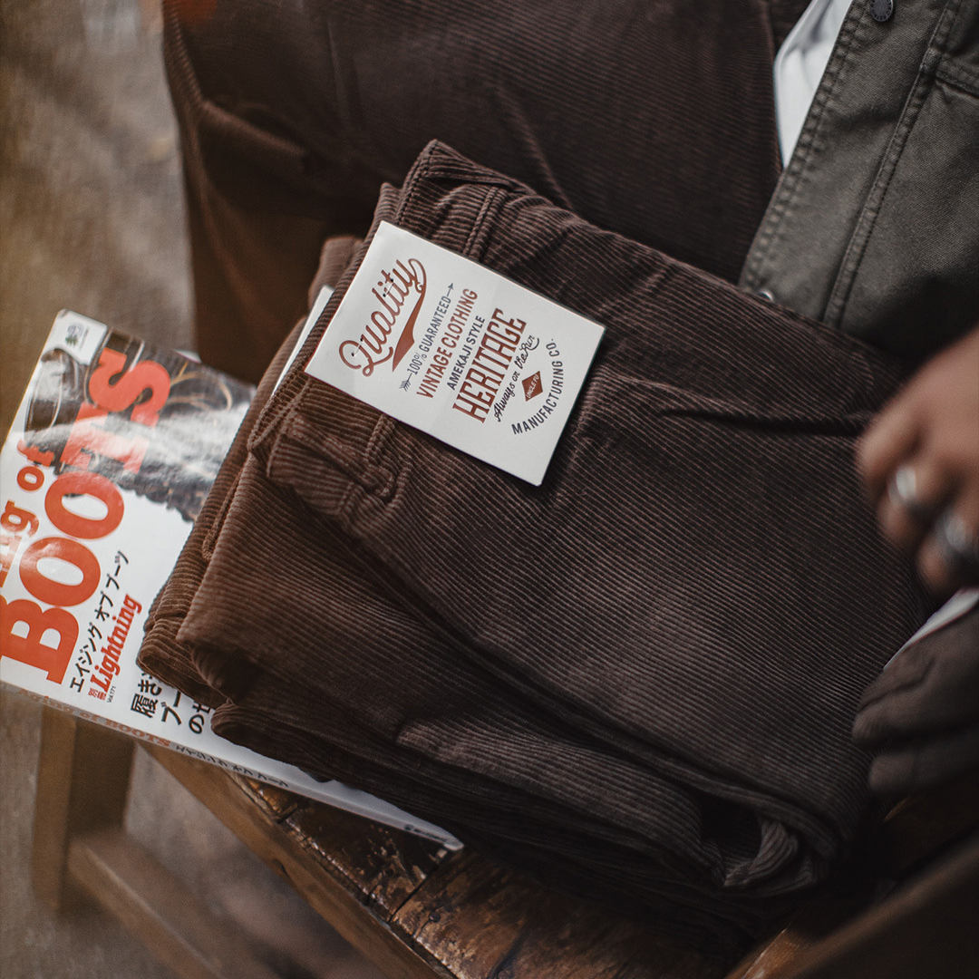 美式復古燈芯絨休閒褲咖色加厚直筒垂感闊腿長褲子男秋冬