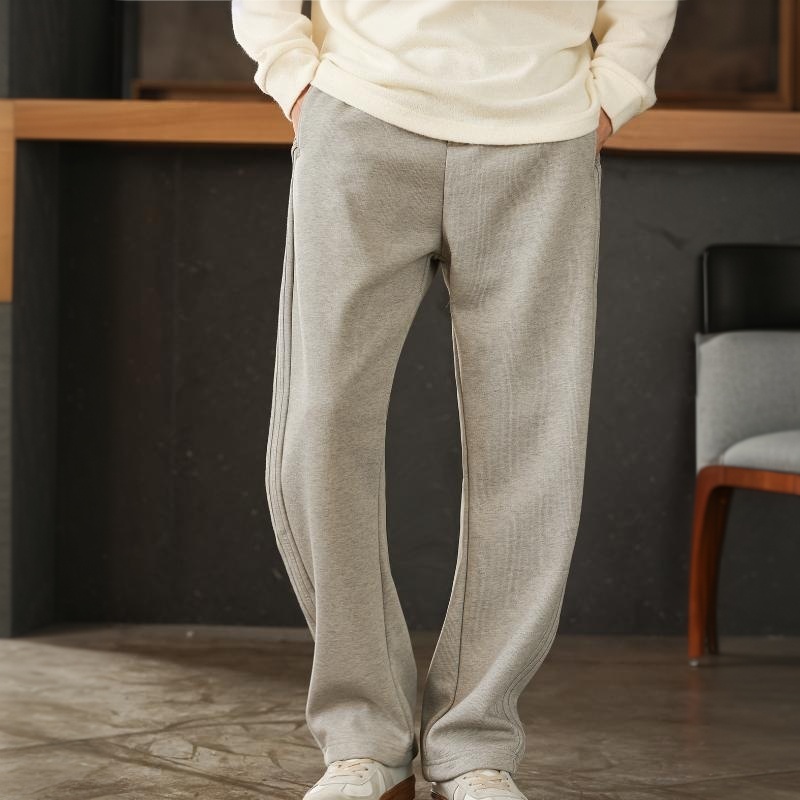 美式重磅麥穗棉小彎刀休閒褲男加絨加厚保暖運動衛褲冬