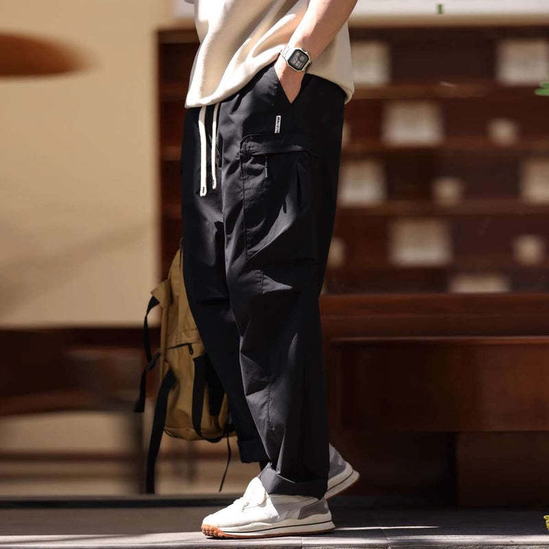 美式復古多口袋工裝褲男cleanfit戶外運動寬鬆直筒休閒褲