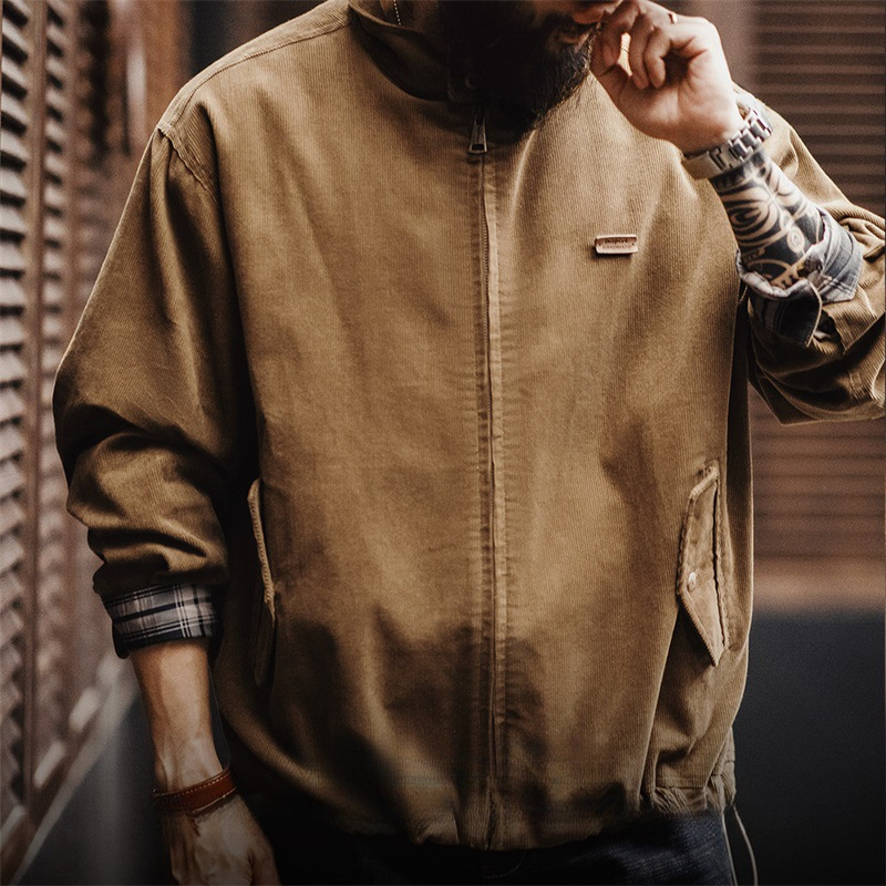 美式復古燈芯絨哈靈頓G9夾克阿美哢嘰立領休閒外套男秋季-Retro's Wear