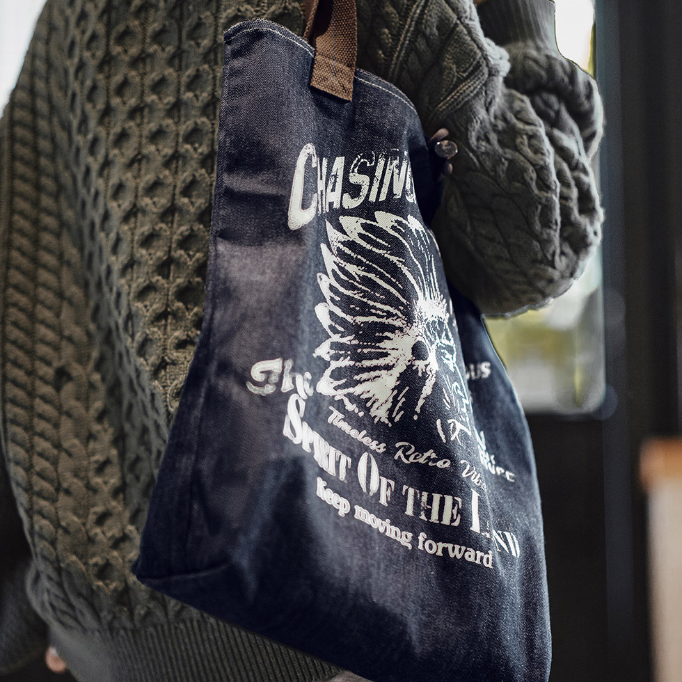 復古丹寧牛仔布單肩手提輕便通勤百搭大號容量休閒女士托特包