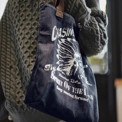 復古丹寧牛仔布單肩手提輕便通勤百搭大號容量休閒女士托特包