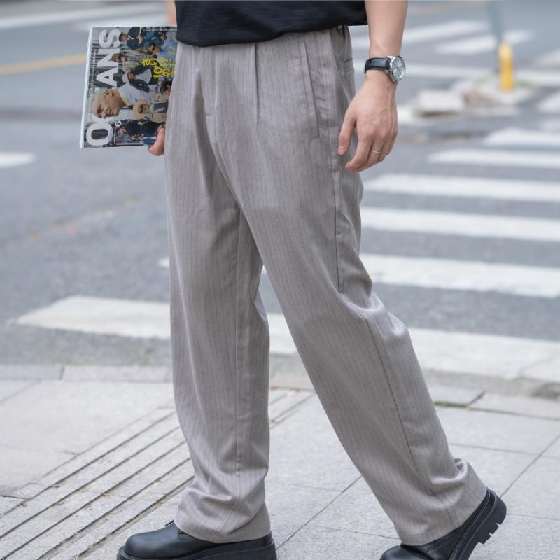 老錢風夏季薄款直筒西褲男透氣垂感寬鬆百搭休閒長褲