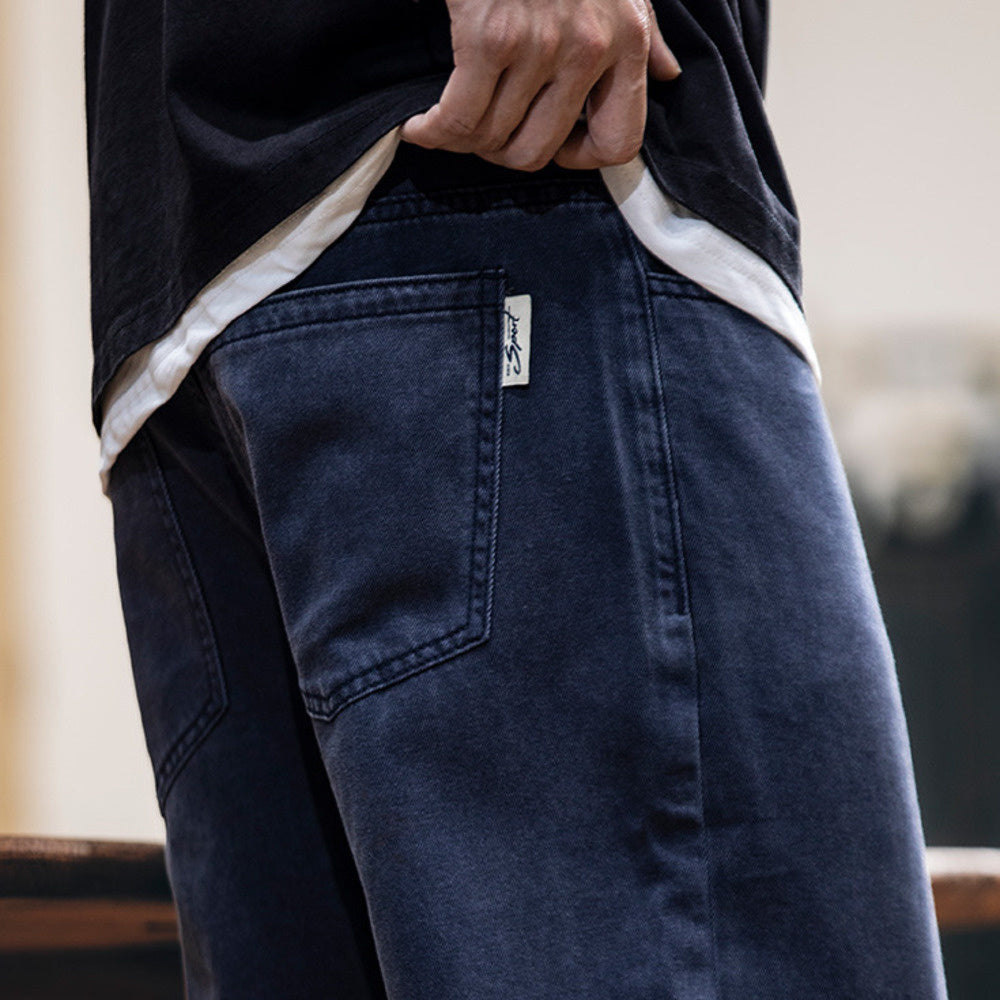 美式復古水洗做舊牛仔褲男2025春夏新款寬鬆直筒褲純棉休閒長褲