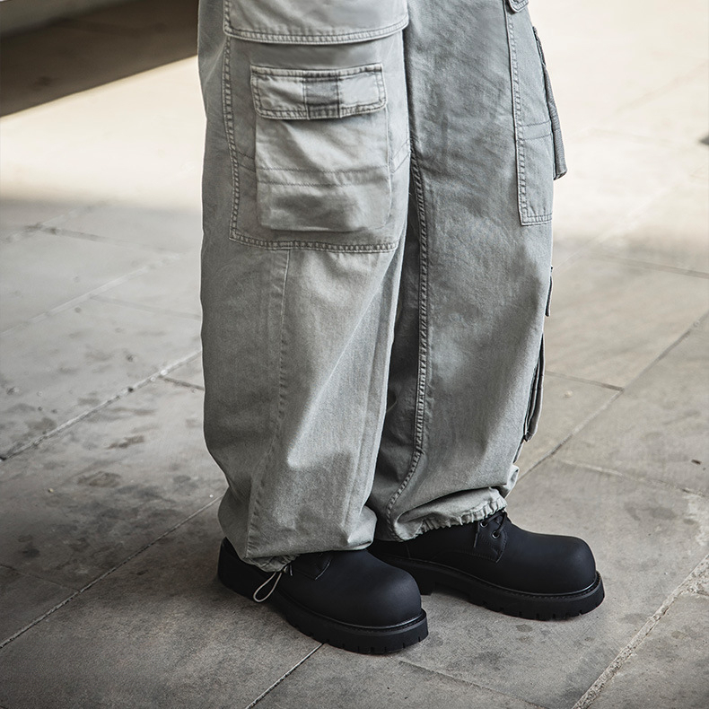 米奇馬丁靴男鞋2025秋季新款圓頭厚底高幫工裝靴百搭中幫靴子