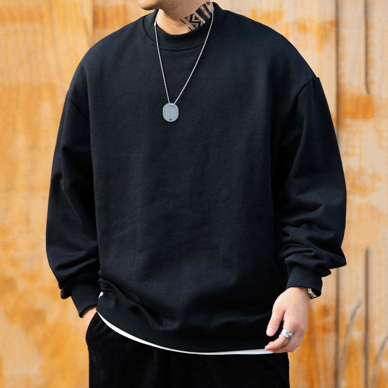 美式休閒480g重磅圓領衛衣男毛圈底復古純棉vintage運動上衣-Retro's Wear