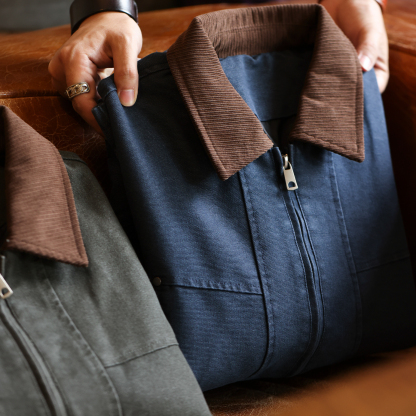 美式復古巴恩風工裝夾克男霜感珠帆硬漢燈芯絨領外套秋