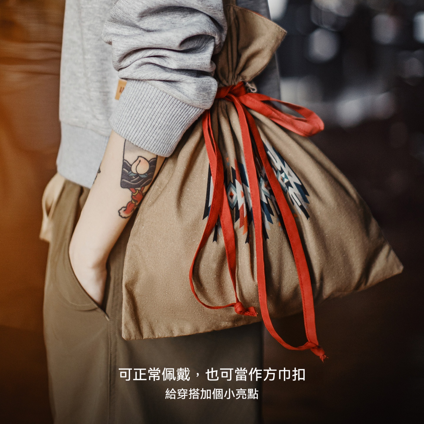 美式復古卡其色大容量可擕式帆布手提袋子單肩腋下挎包包女士