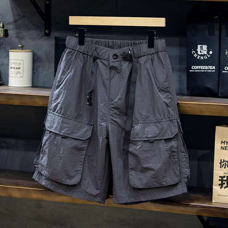 夏季薄款速幹短褲男寬鬆運動美式工裝五分褲男士潮牌大碼休閒中褲