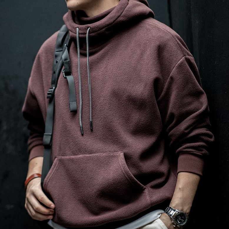 美式休閒搖粒絨巴拉克拉法連帽衛衣防風套頭面罩上衣男秋-Retro's Wear