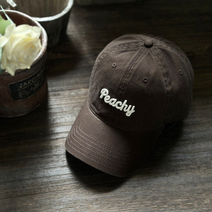 peachy字母軟頂棒球帽子男女休閒顯臉小鴨舌帽韓版防曬鴨舌帽