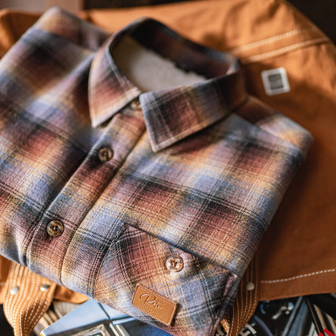 美式復古格子加絨襯衫外套搖粒絨保暖疊穿格紋襯衣男秋冬