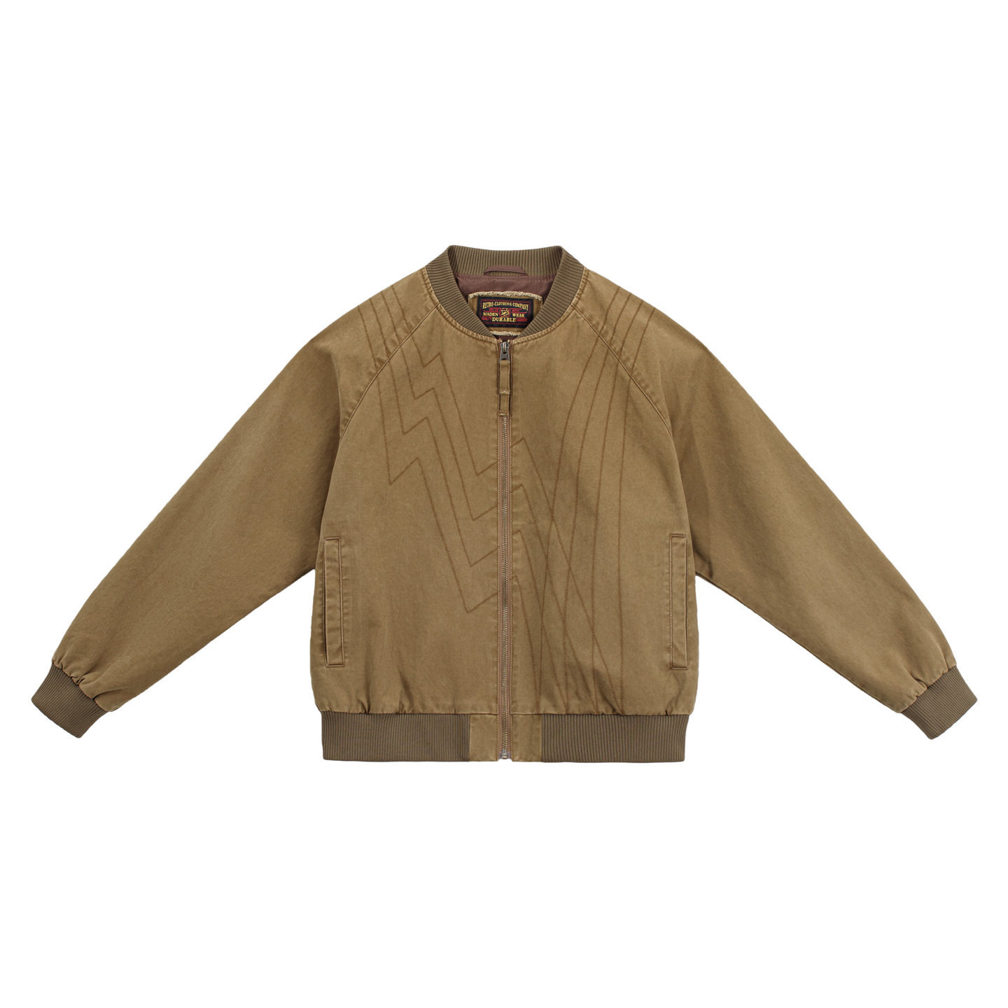 美式巴恩风棕色飞行棒球服领正肩工装夹克短款外套上衣女士春