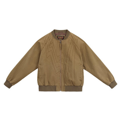 美式巴恩风棕色飞行棒球服领正肩工装夹克短款外套上衣女士春
