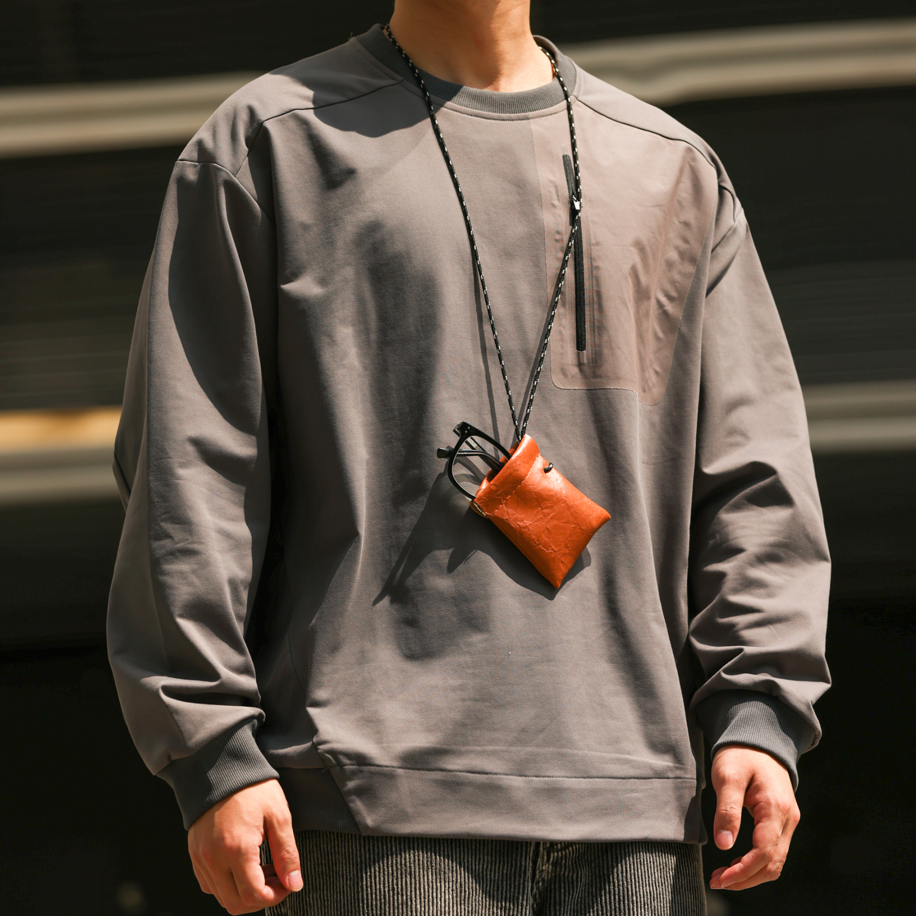 美式戶外仿梭織拼接口袋衛衣男300g防曬速幹運動上衣秋