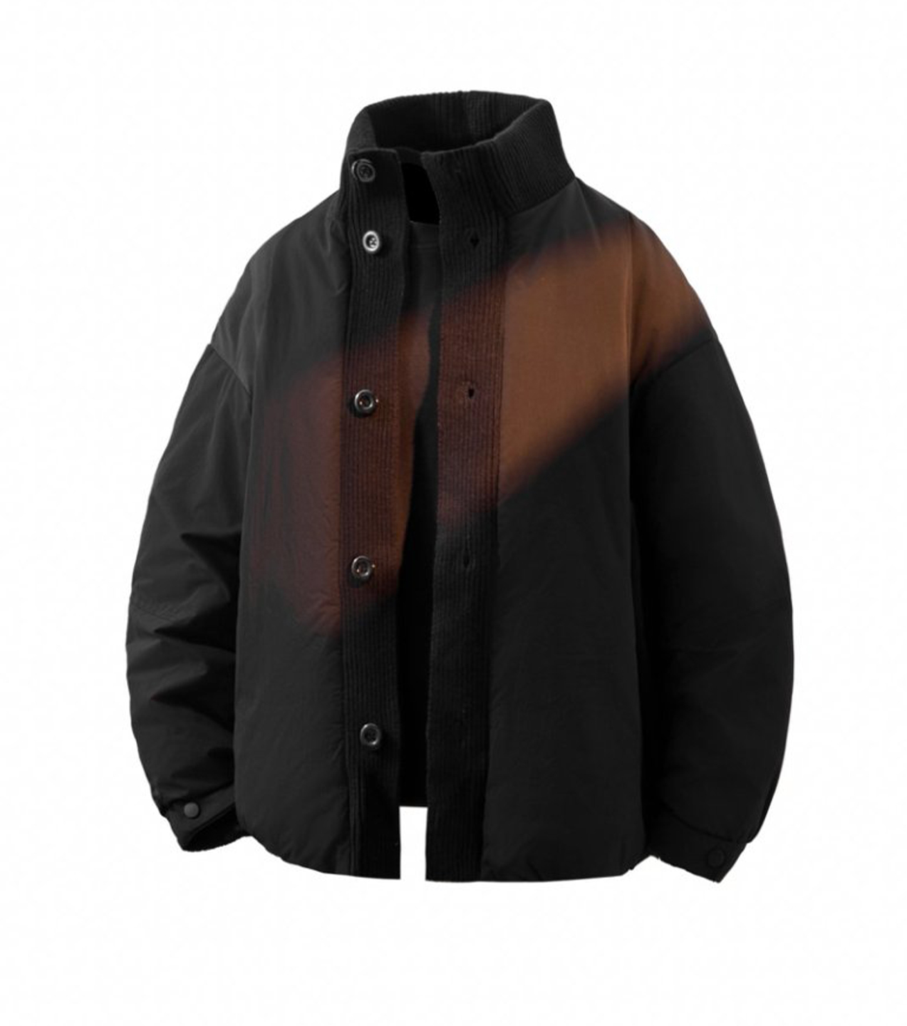 90白鴨絨工裝立領羽絨服男2025冬季新款寬鬆加厚保暖針織拼接外套