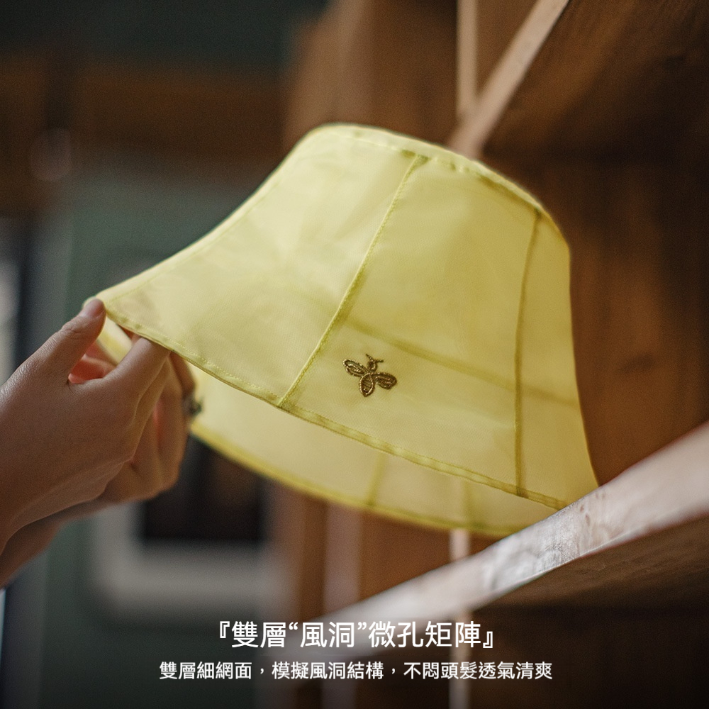 夏日鹅蛋黃遮陽可折疊漁夫帽2025密網紗風孔透氣便攜涼帽女