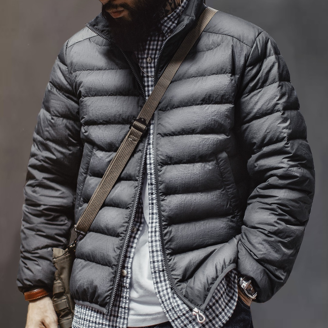 美式超輕薄排骨白鴨絨羽絨服夾克外套內搭短款內膽男秋冬