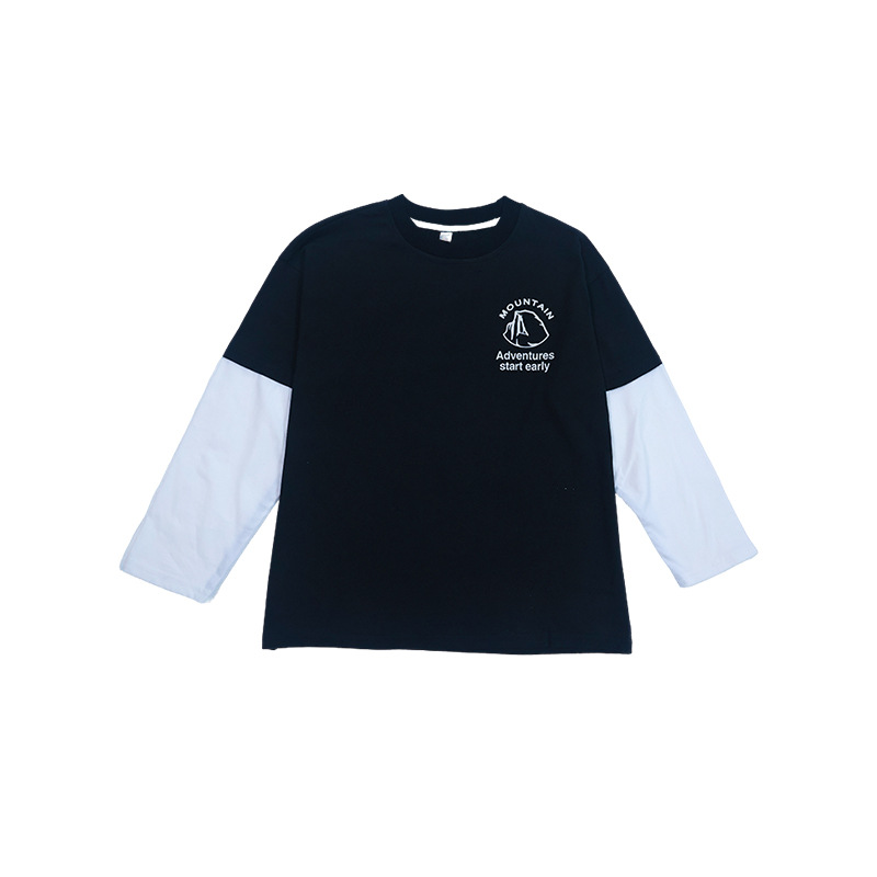 男童衣服2025秋季款兒童字母印花T恤柔軟親膚假兩件長袖男童上衣