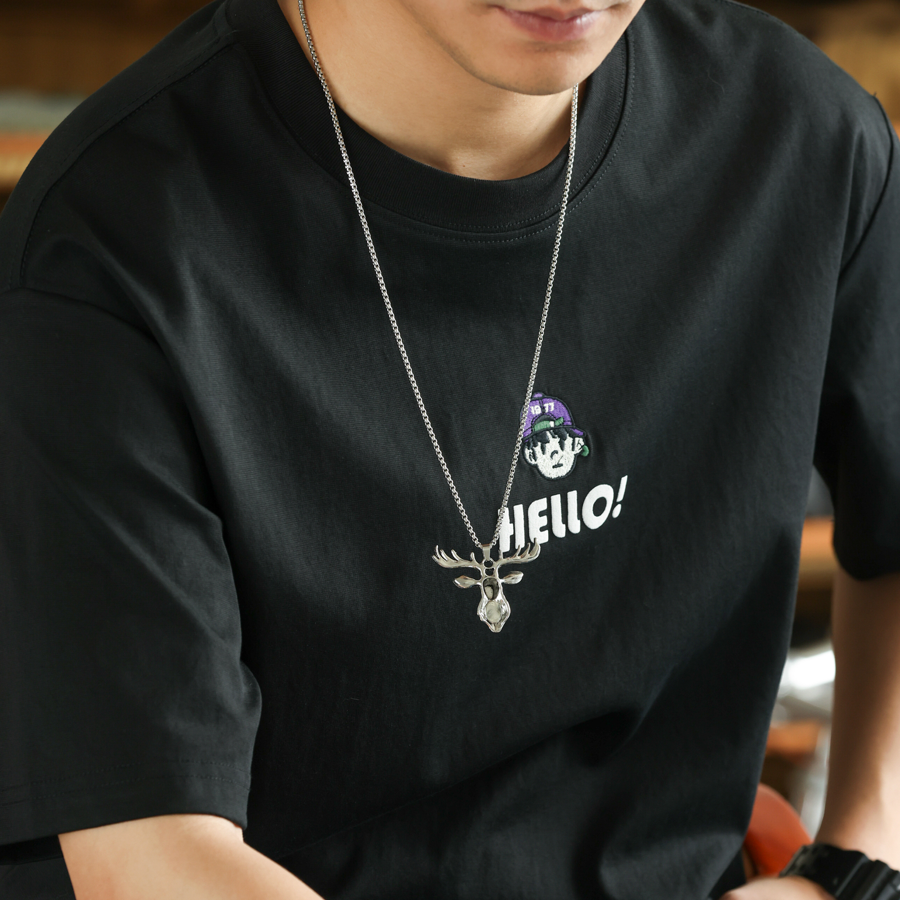 美式休閒重工刺繡短袖T恤男夏季艺文青年貼布印花打底衫