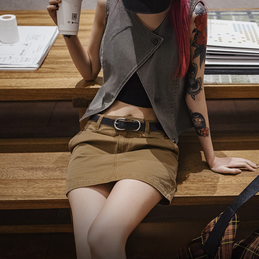 夏日Y2K美式A字辣妹顯身材短裙復古解構感工裝修身半身裙女