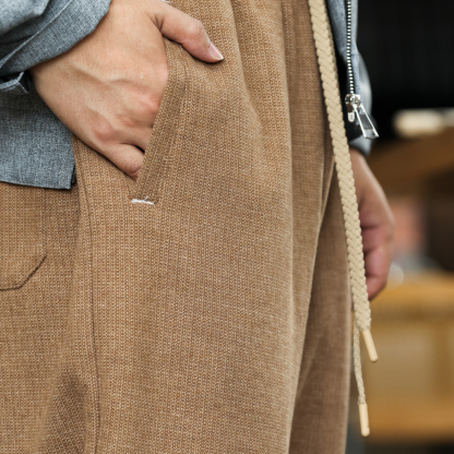 醋酸羊毛針織毛呢休閒褲男美式復古350g重磅直筒聰明褲