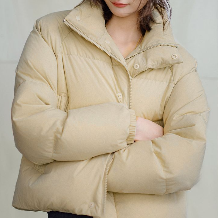 90白鴨絨羽絨服立領廓形小個子加厚保暖麵包服外套短款冬季女