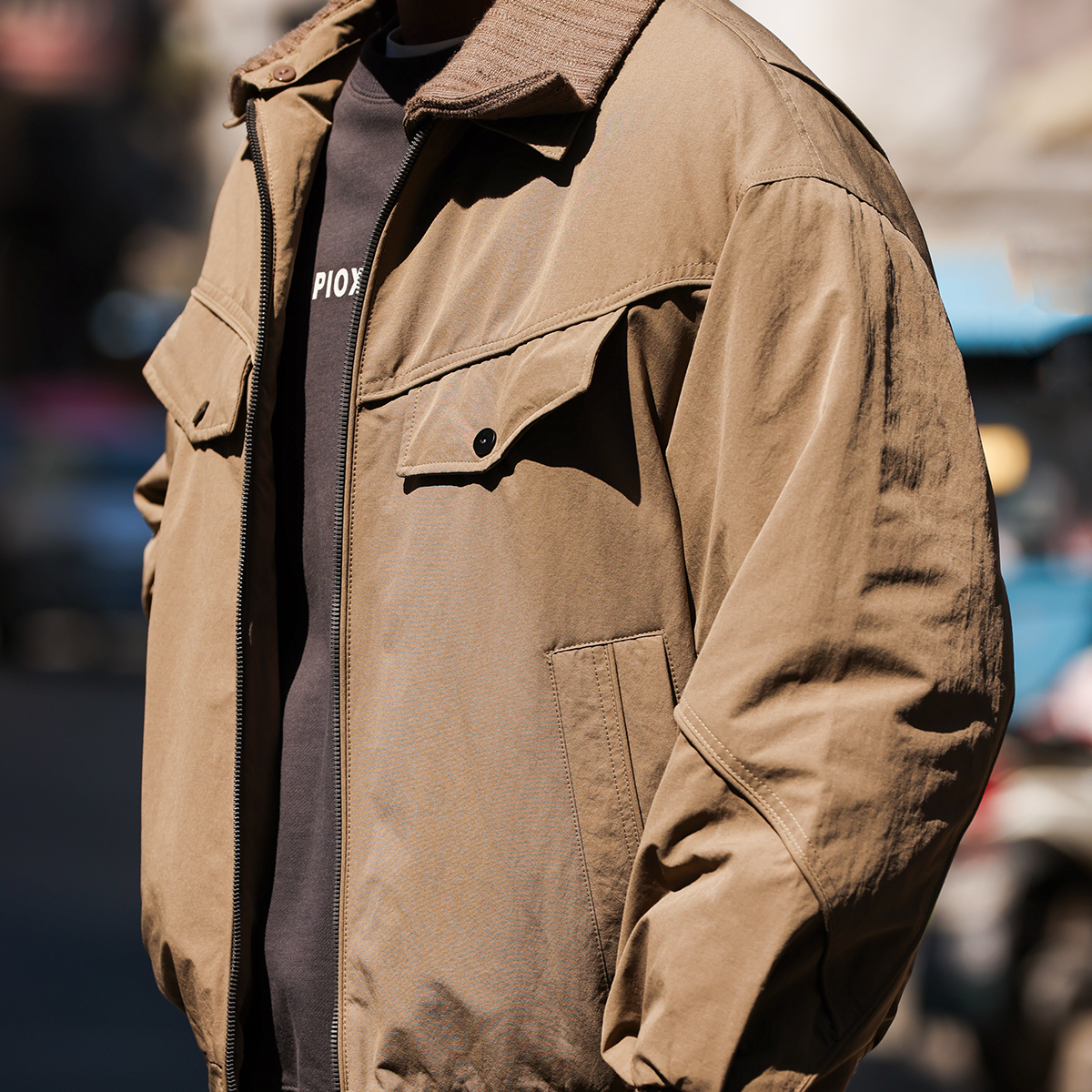 美式復古工裝雙層翻領棉服外套男加厚防寒保暖棉衣夾克