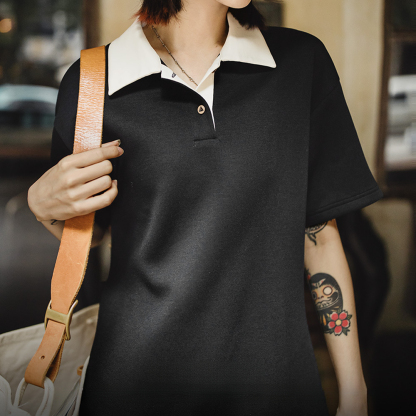 夏日格雷系高智感短袖polo裙空氣層學院風梨型身材連衣裙女