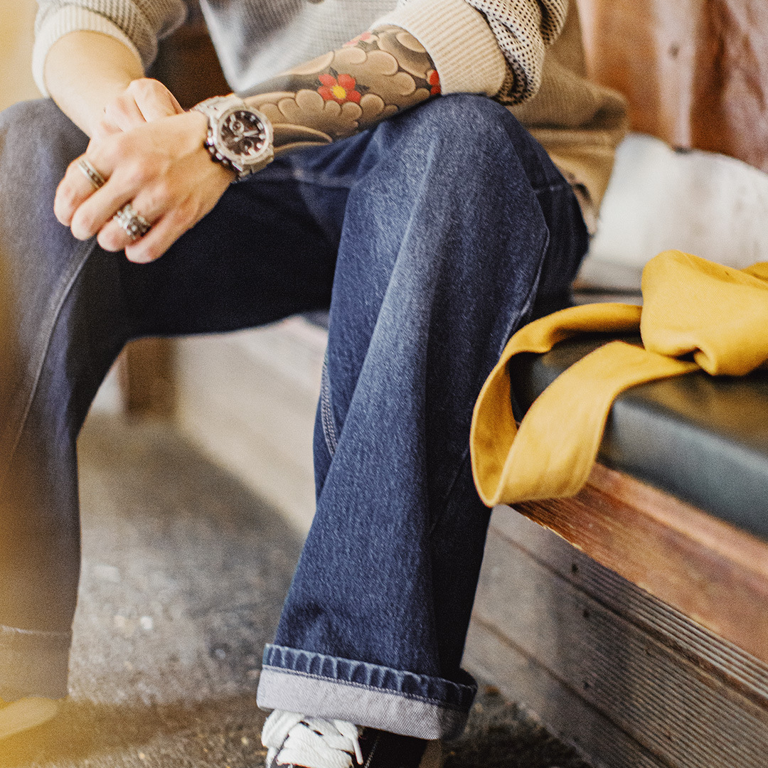 美式復古水洗彎刀牛仔褲丹寧闊腿垂感拖地休閒長褲子男秋