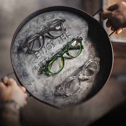 美式復古經典CrownPanto眼鏡日式圓框粗框皇冠板材鏡架男