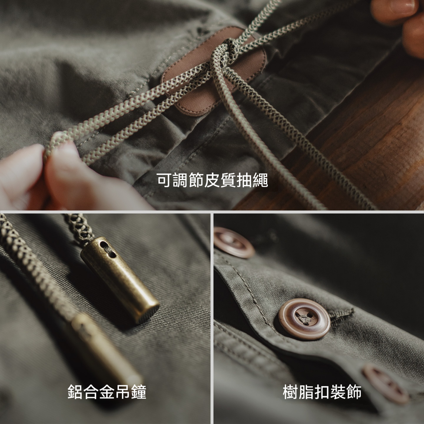 軍綠色水洗中長款寬鬆全棉套頭連帽工裝風衣連衣裙外套女士秋