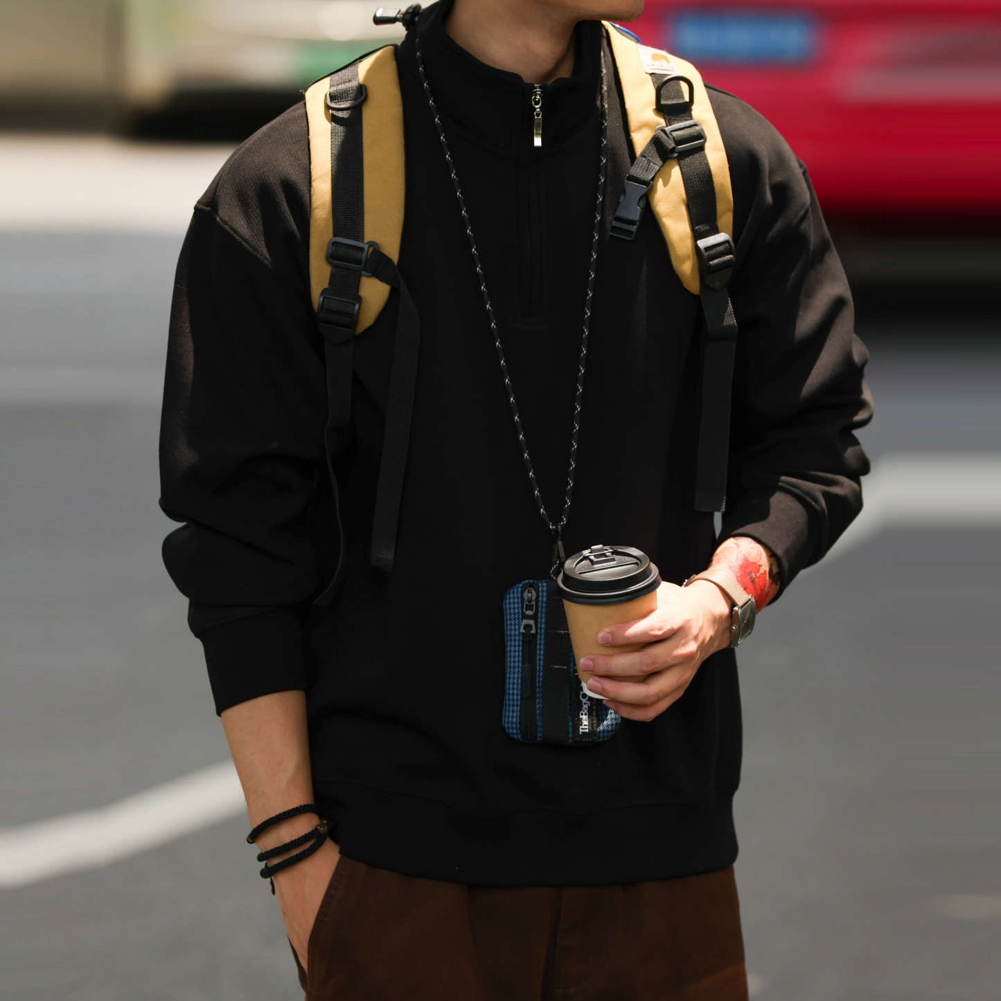 美式休閒半拉鍊立領衛衣男cityboy簡約重磅運動套頭外套