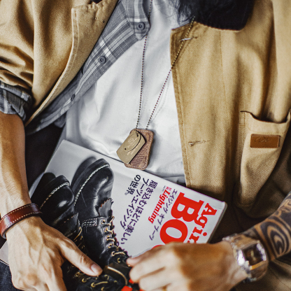 復古M41黃銅字母軍牌吊墜項鍊做舊兵男掛件痞帥