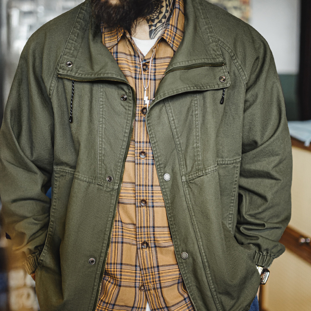 美式復古立領M65夾克防風廓形軍綠色硬漢vintage外套男秋