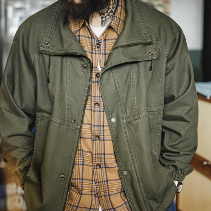 美式復古立領M65夾克防風廓形軍綠色硬漢vintage外套男秋