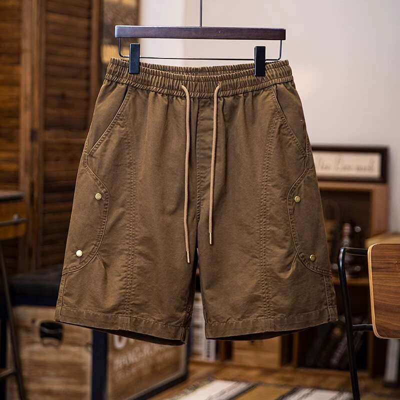 美式復古水洗工裝短褲男2025夏季新款寬鬆休閒五分褲純棉5分中褲
