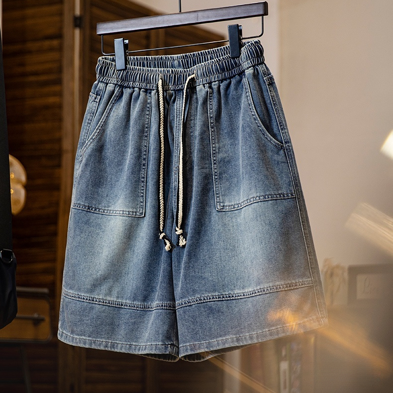 萊賽爾輕薄牛仔短褲男夏季2025新款美式復古水洗五分褲男款中褲子