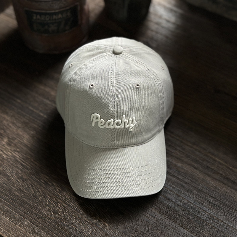 peachy字母軟頂棒球帽子男女休閒顯臉小鴨舌帽韓版防曬鴨舌帽