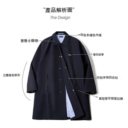  美式復古Teflon三防巴爾瑪肯風衣翻領中長款大衣男秋-Retro's Wear