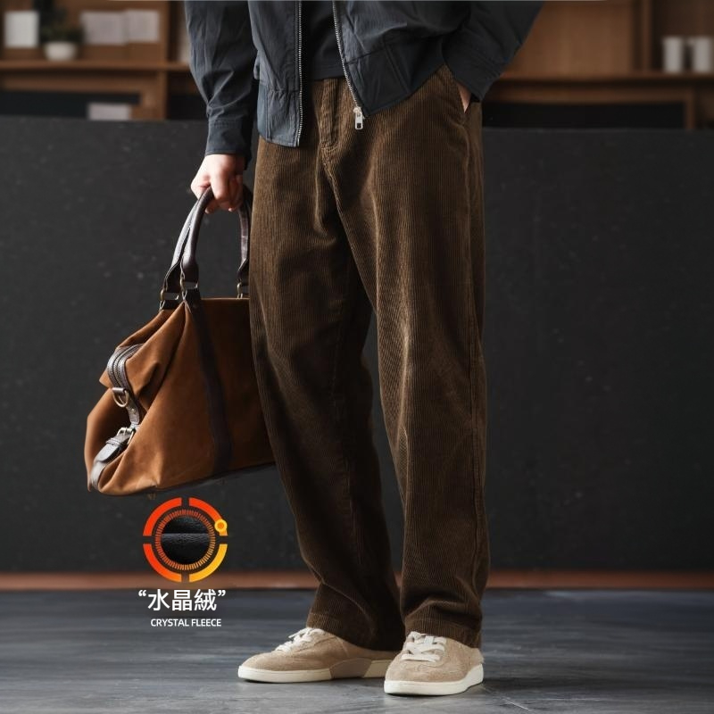 美式復古300g重磅燈芯絨長褲子巴恩風加絨加厚直筒休閒褲