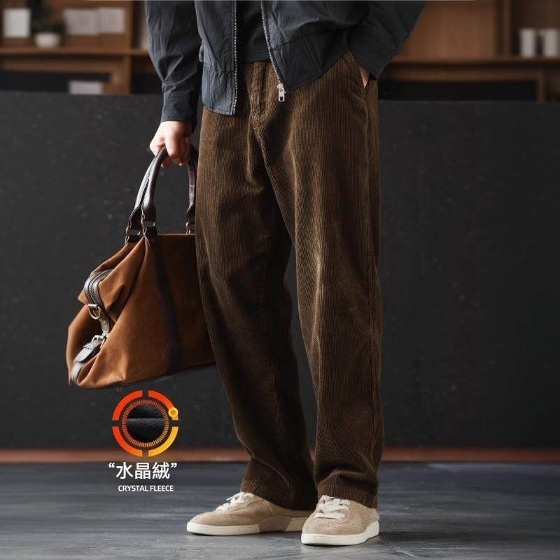 美式復古300g重磅燈芯絨長褲子巴恩風加絨加厚直筒休閒褲