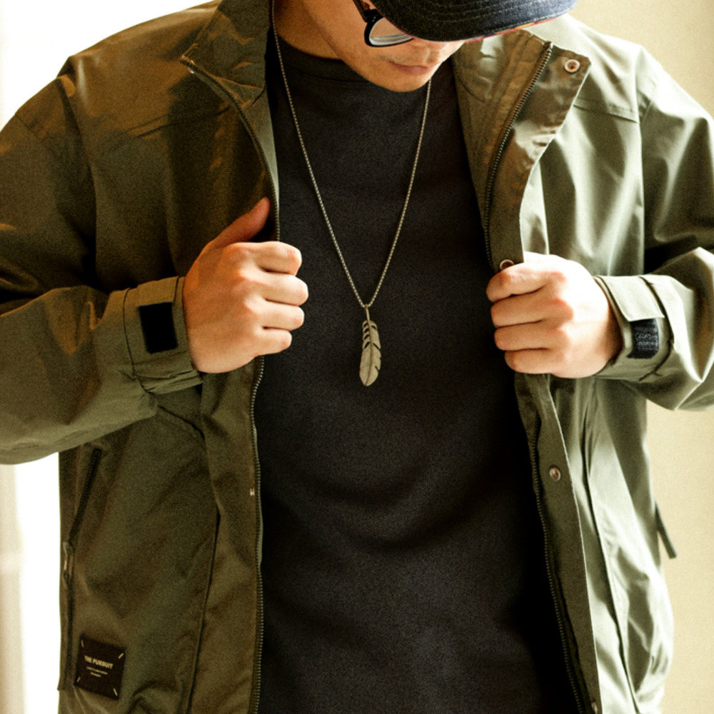 美式機能戶外防風立領工裝夾克男寬鬆休閒運動衝鋒衣外套