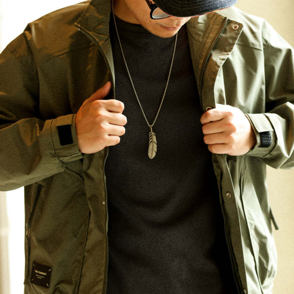 美式機能戶外防風立領工裝夾克男寬鬆休閒運動衝鋒衣外套