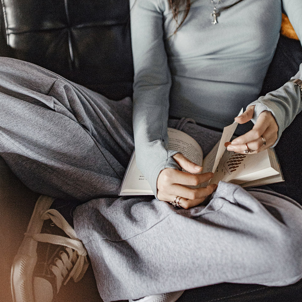 花灰撞色雙腰頭假兩件抽繩直筒香蕉鐮彎刀休閒運動衛褲女士秋