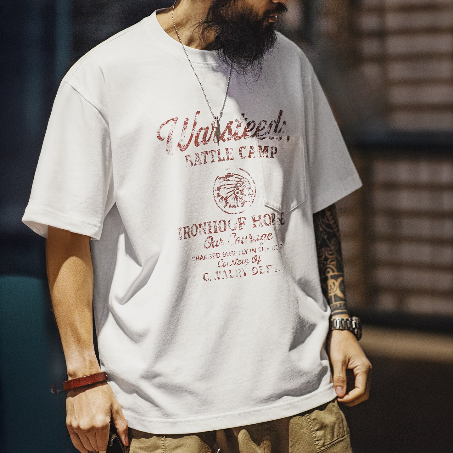 美式復古做舊字母印花體恤落肩寬鬆短袖T恤薄款上衣男夏